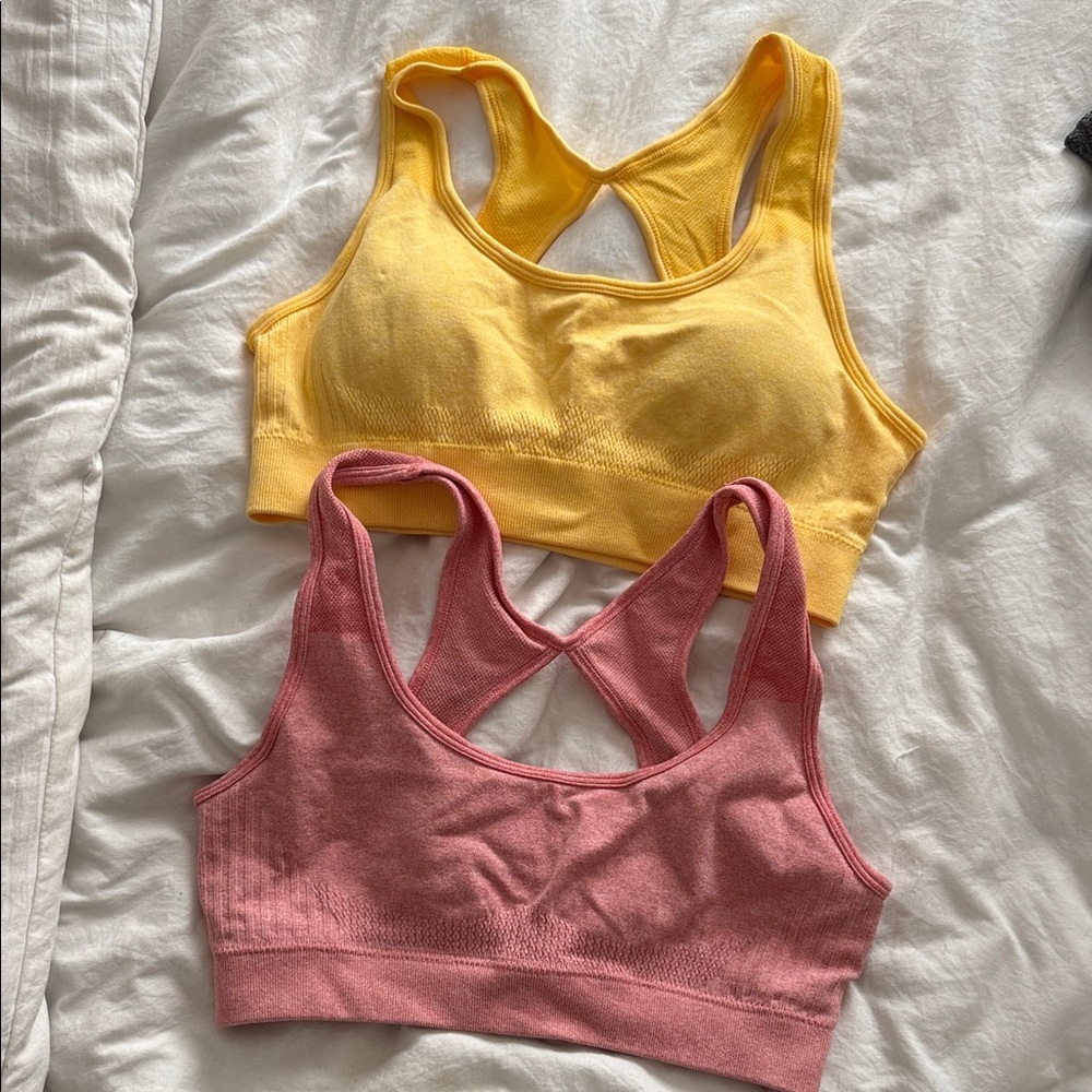 Women's Yellow and Pink Sports Bras